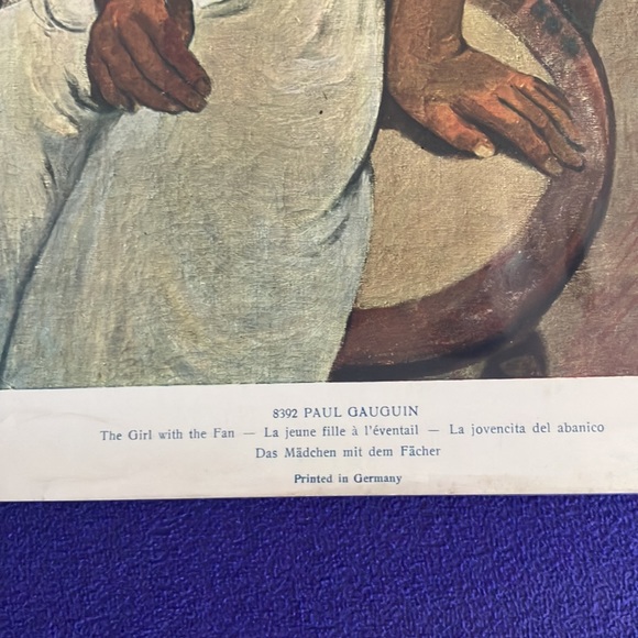 Vintage print Paul Gauguin- The girl with the fan printed in Germany 8 1/4” X 11 - Picture 4 of 7